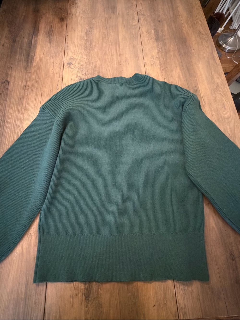 white birch womens Deep Green Ribbed Crewneck Sweater